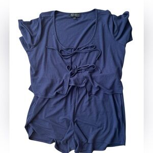 Eloquii Blue Tie-Front Sleepwear Set